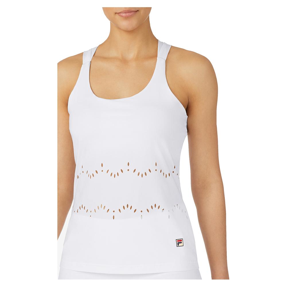 Women’s Whiteline Lasercut Crossback Tennis Tank White