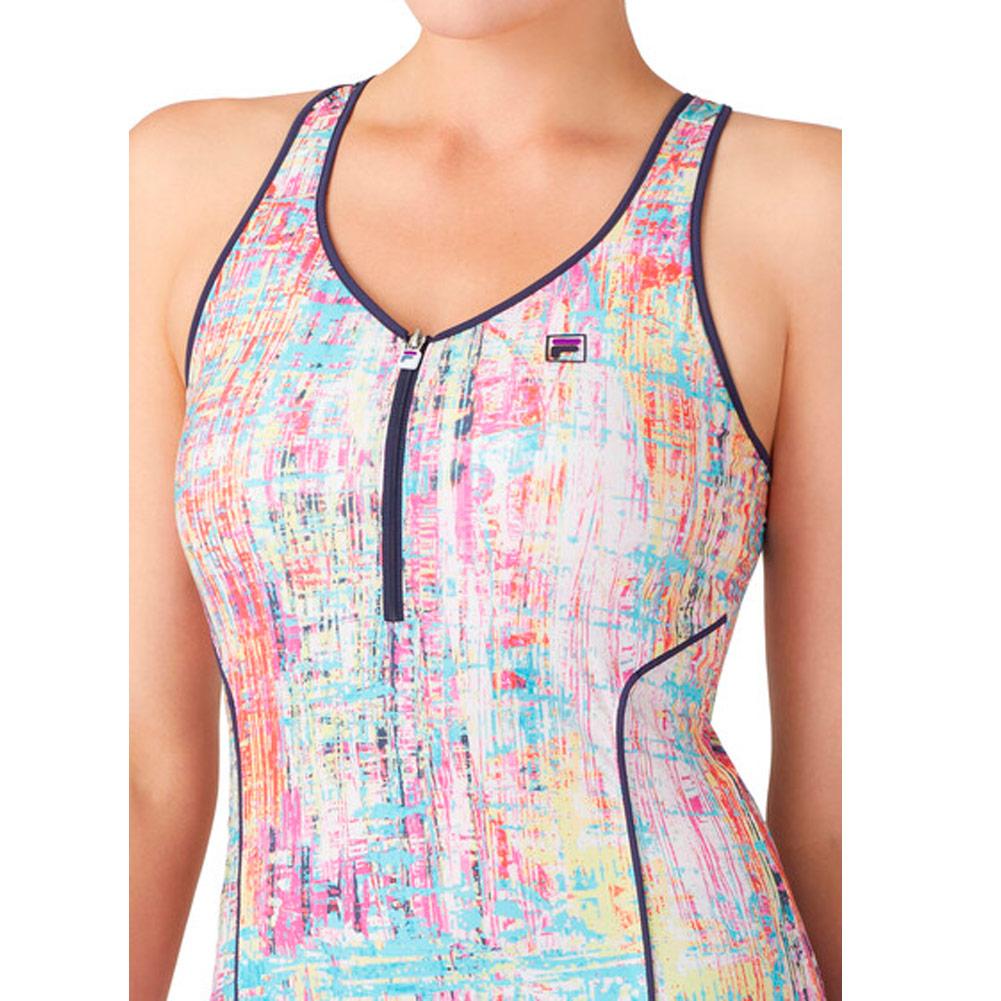 Women’s Alley Printed Tennis Dress Striation and Fila Navy