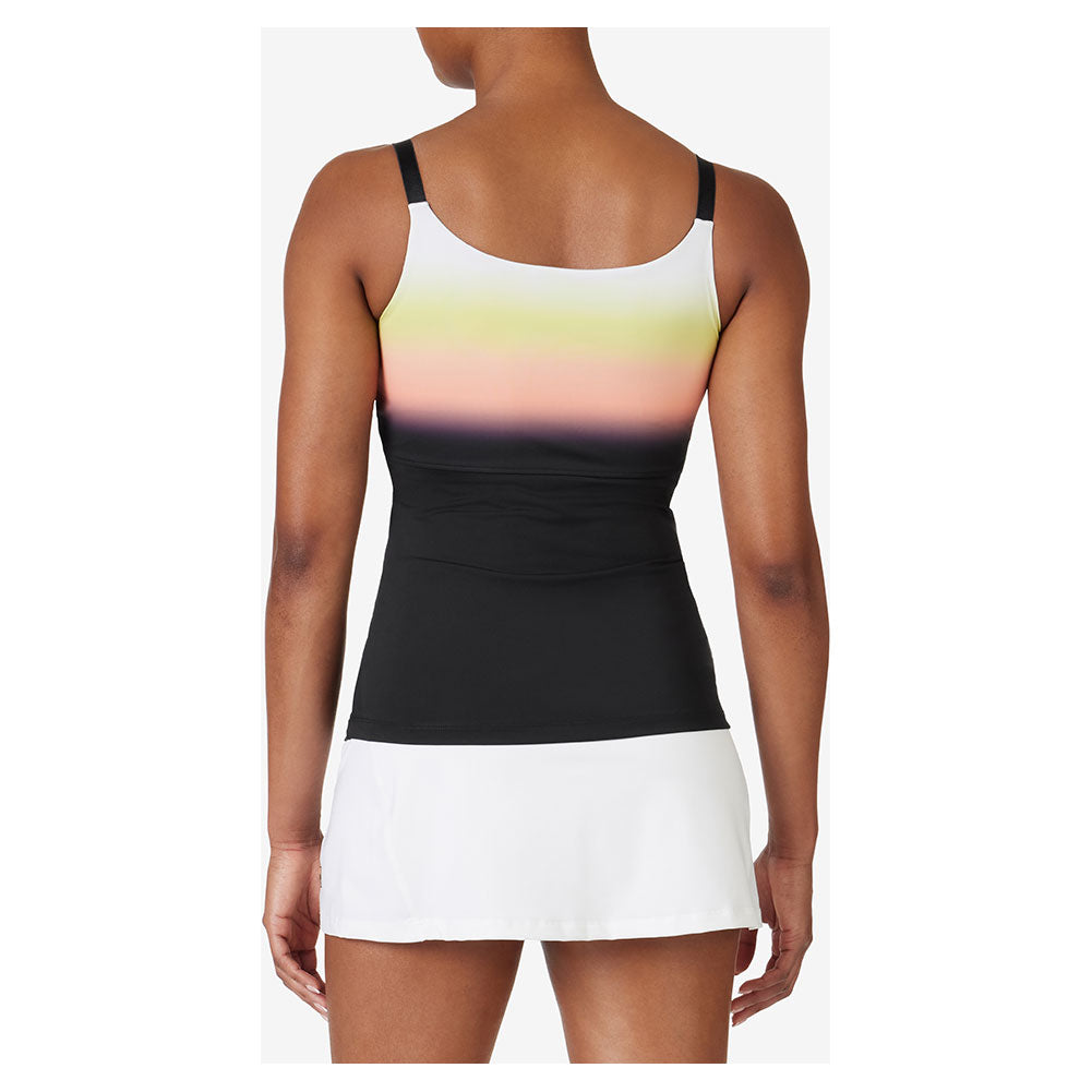 Womens Backspin Cami Tennis Tank Black and Sunset