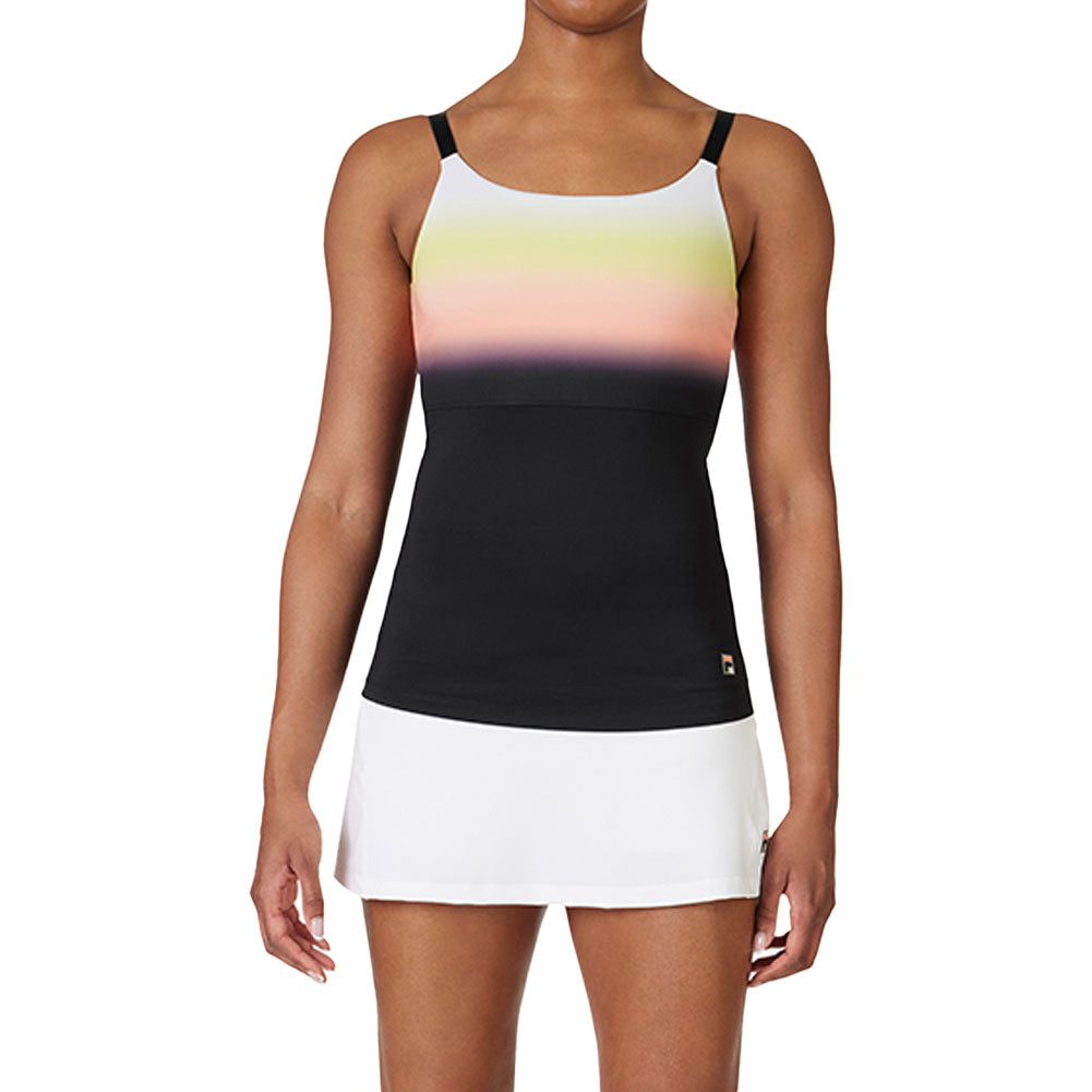 Womens Backspin Cami Tennis Tank Black and Sunset