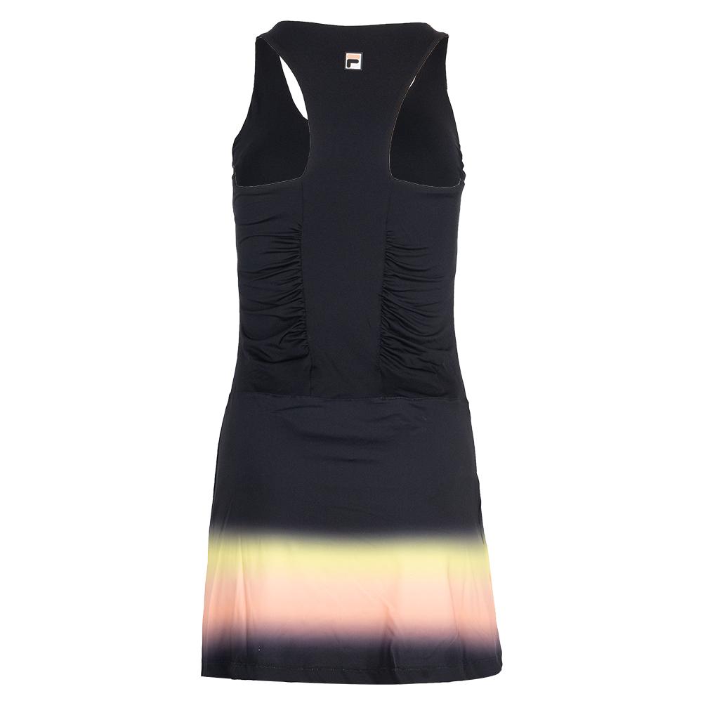 Womens Backspin Tennis Dress Black and Sunset